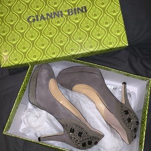 Gianni Bini Suede Stone Heels